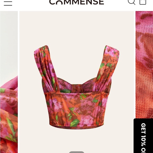 Floral Mesh Corset Pink & Red Crop Top (Similar to Blogger Fav from Zara) - Picture 2 of 6